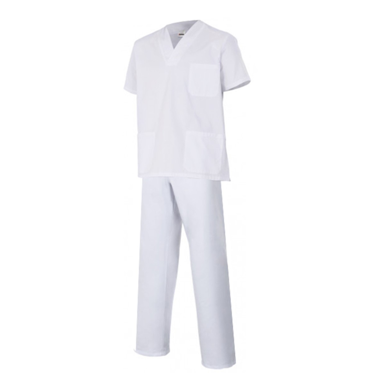 PIJAMA SANITARIA CUELLO EN PICO BLANCO