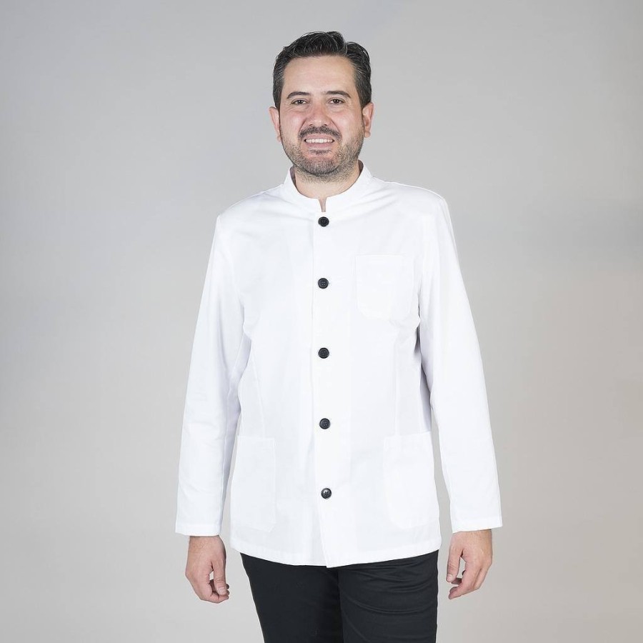 CHAQUETA HOMBRE CUELLO MAO BLANCA FRENTE