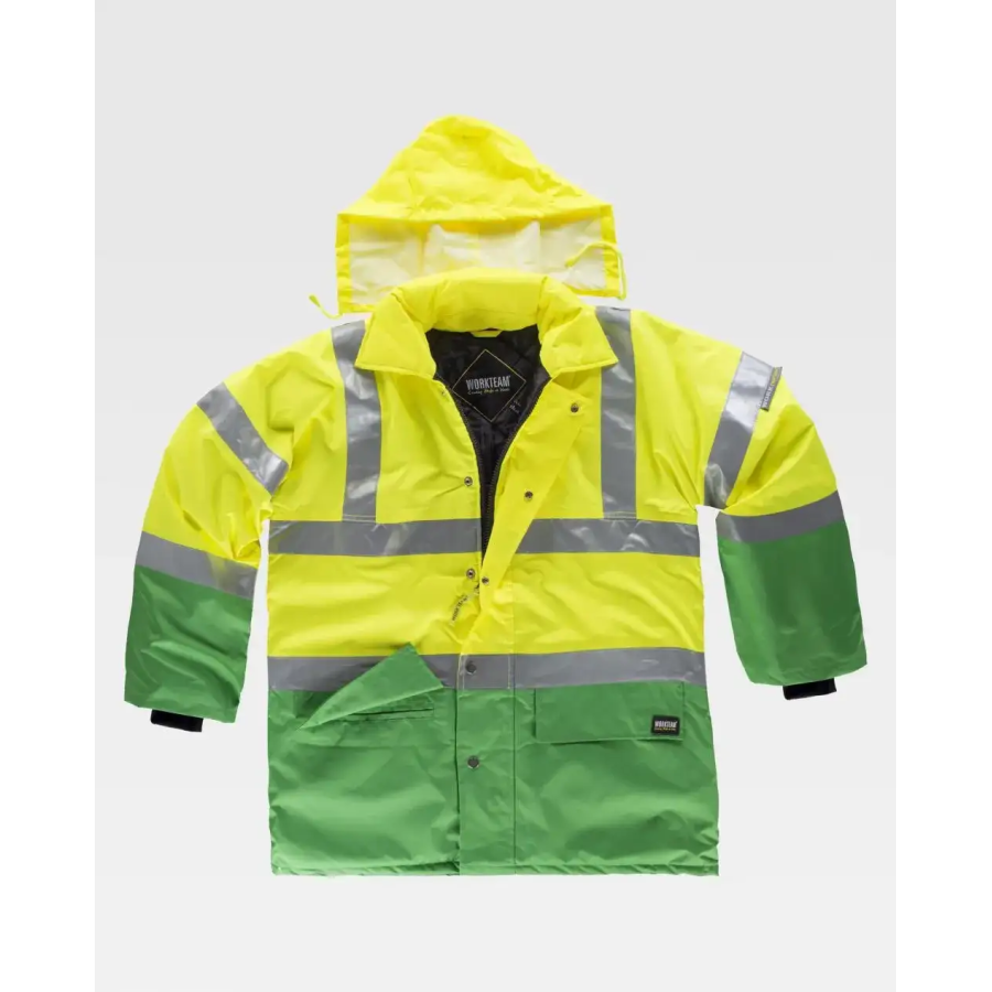 PARKA BICOLOR ALTA VISIBILIDAD VERDE AMARILLA