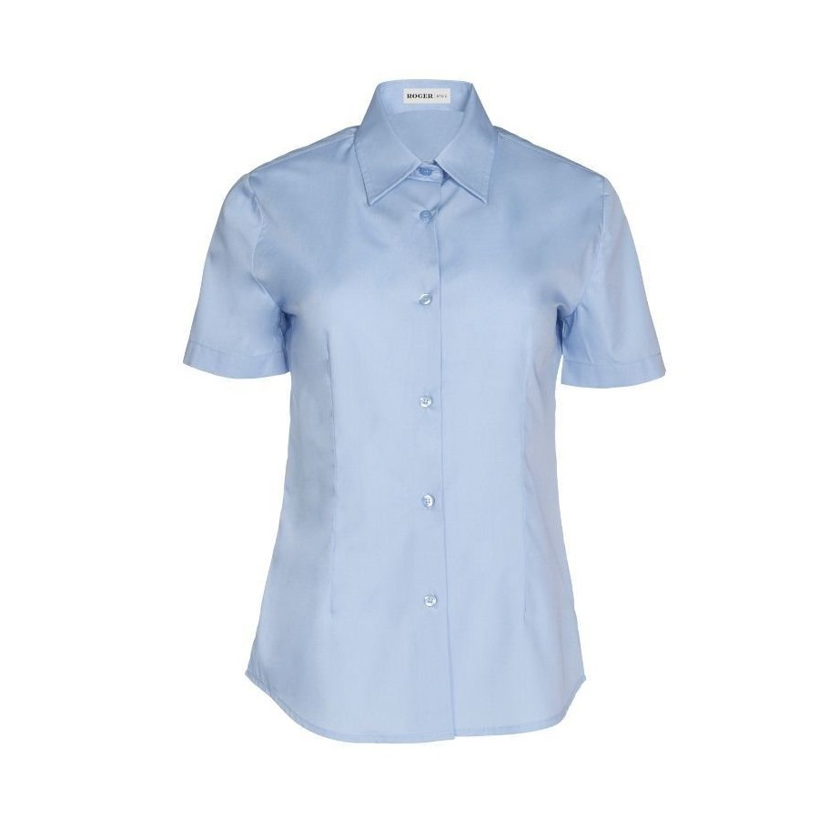 CAMISA MUJER CUELLO CAMISERO MANGA CORTA AZUL