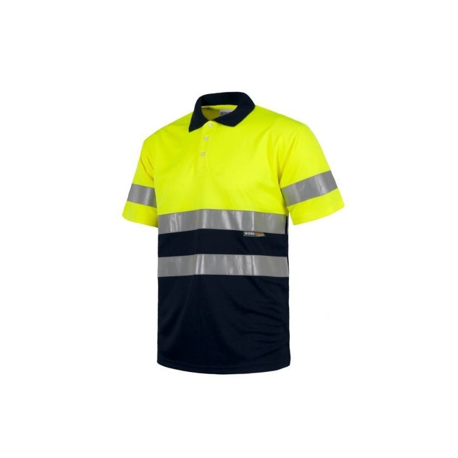 POLO ALTA VISIBILIDAD BICOLOR MANGA CORTA AMARILLA