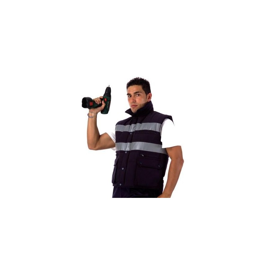 CHALECO ACOLCHADO CINTAS REFLECTANTES MODELO