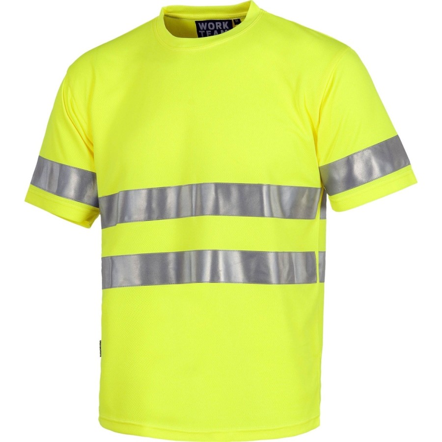CAMISETA ALTA VISIBILIDAD COLOR AMARILLO FRENTE