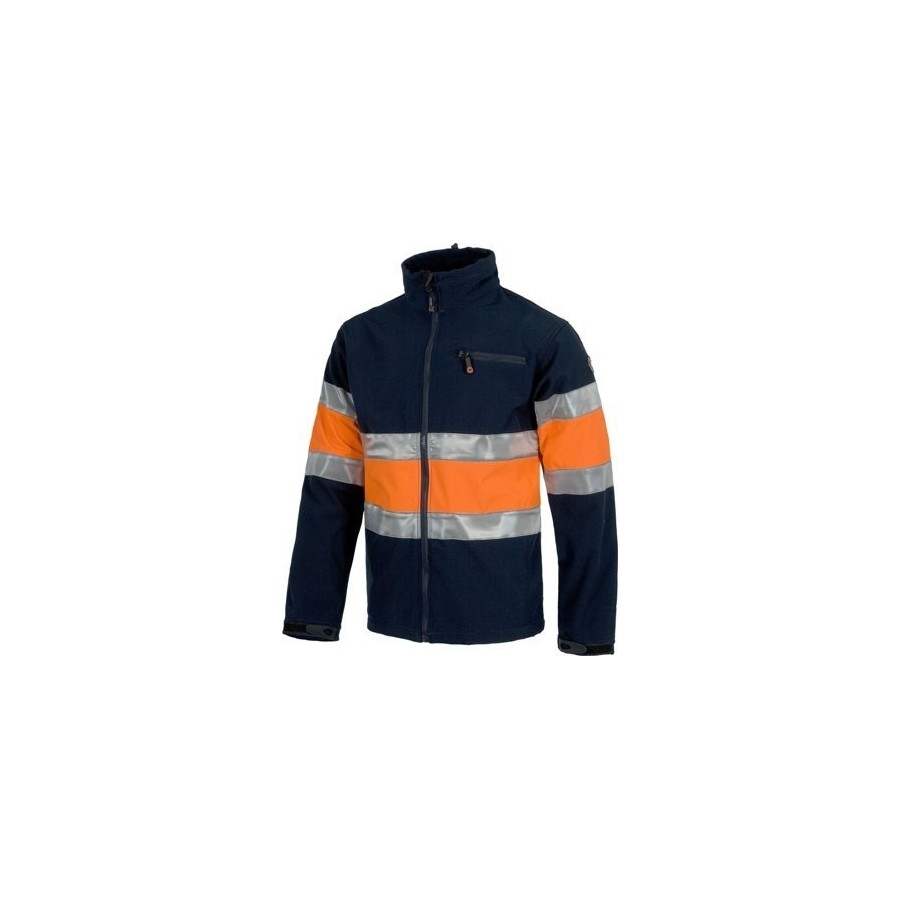 CHAQUETA WORKSHELL COMBI BANDAS MARINO/NARANJA A.V