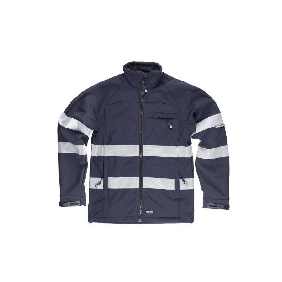 CHAQUETA WORKSHELL 2 CINTAS AZUL MARINO FRENTE