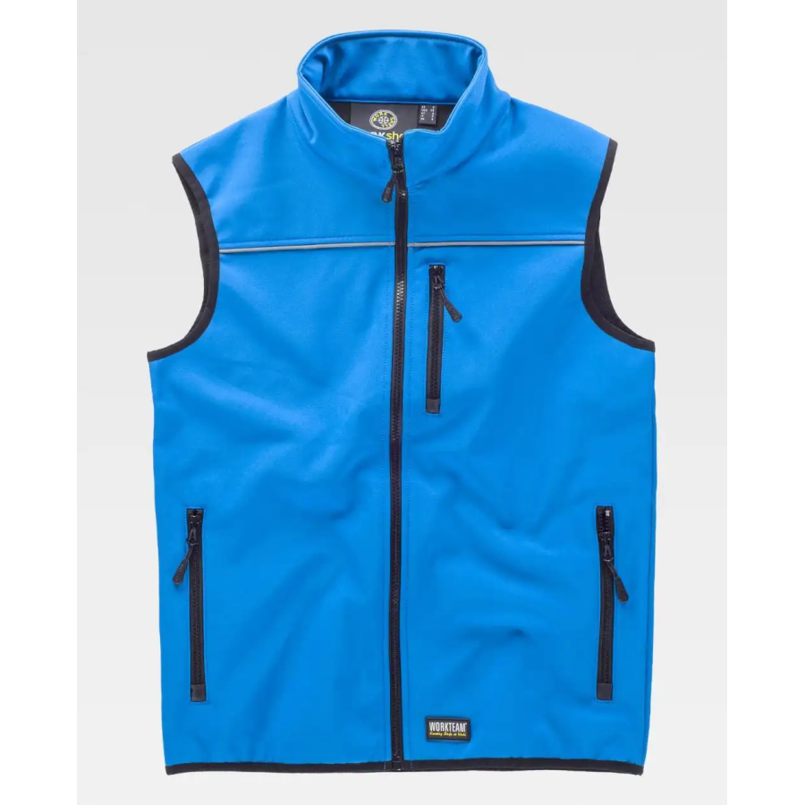 CHALECO WORKSHELL LISO CELESTE FRENTE