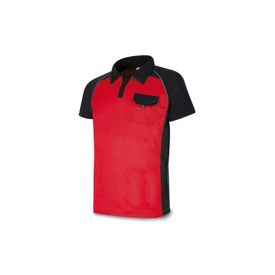 POLO VESTUARIO MANGA CORTA NEGRO/ROJO
