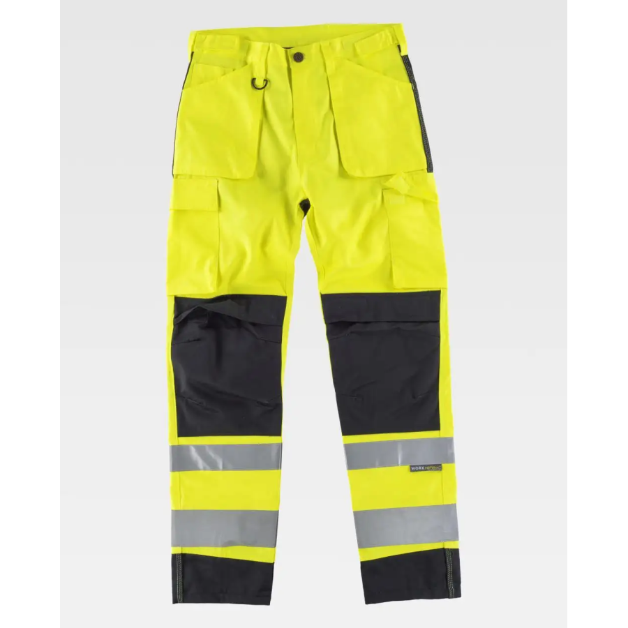 PANTALON BICOLOR MULTIBOLSILLOS AV NEGRO/AMARILLO A.V FRENTE