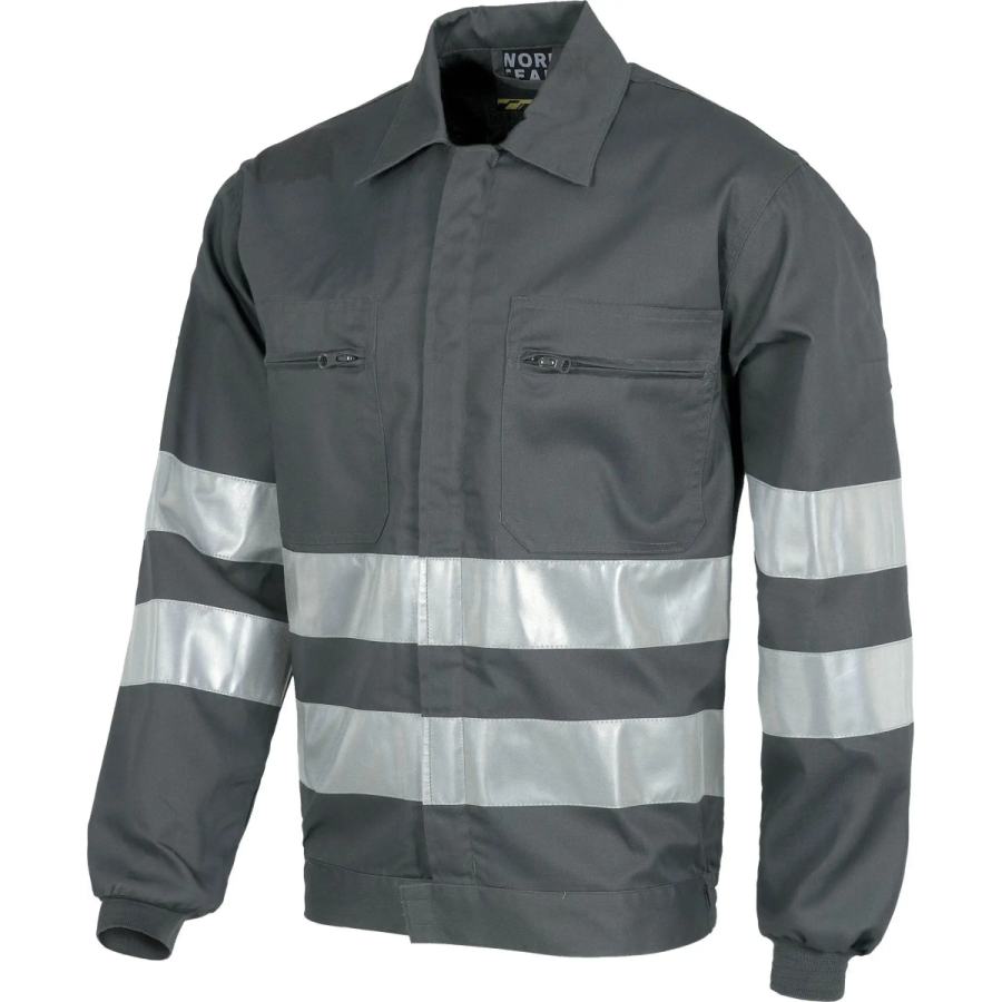 CAZADORA BANDAS REFLECTANTES GRIS COMPLETO