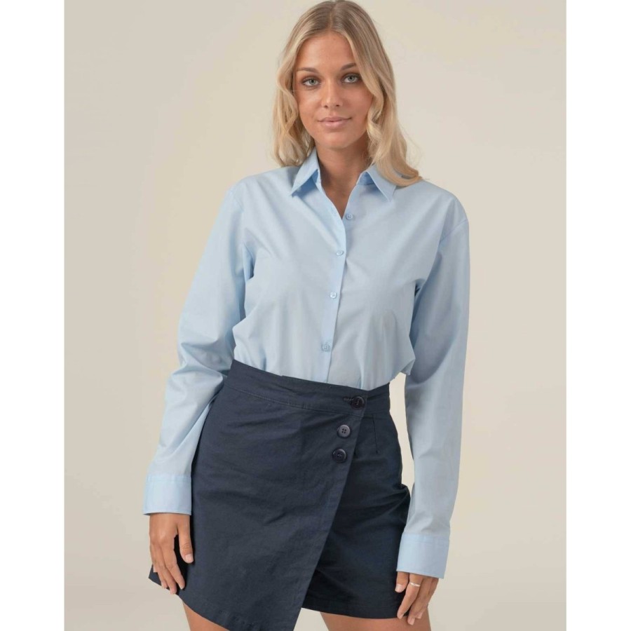 ⭐ CAMISA MUJER CASUAL MANGA LARGA | Azules de Vergara