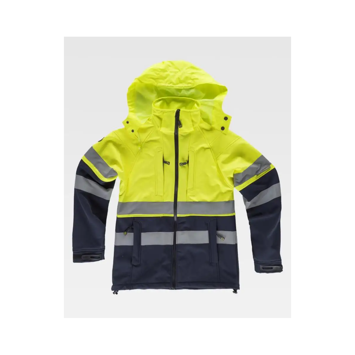 CHAQUETA SOFTSHELL ALTA VISIBILIDAD CON CAPUCHA