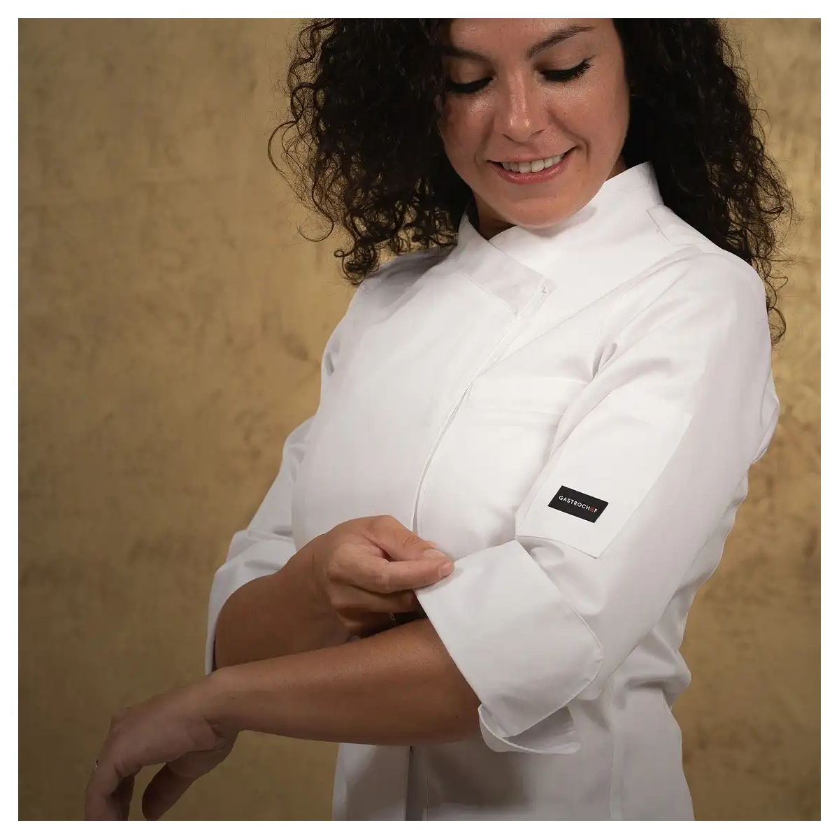 CHAQUETA COCINA MUJER CUELLO MAO CRUZADO