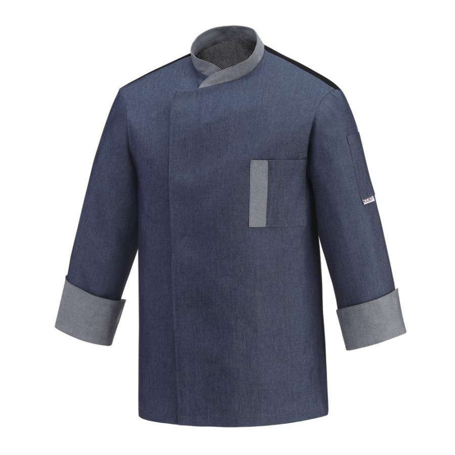 CHAQUETA COCINA SLIM AZUL FRENTE