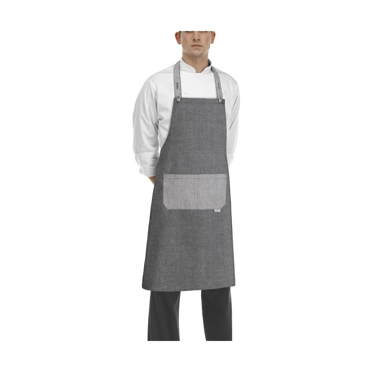 DELANTAL PETO GRIS BITONO