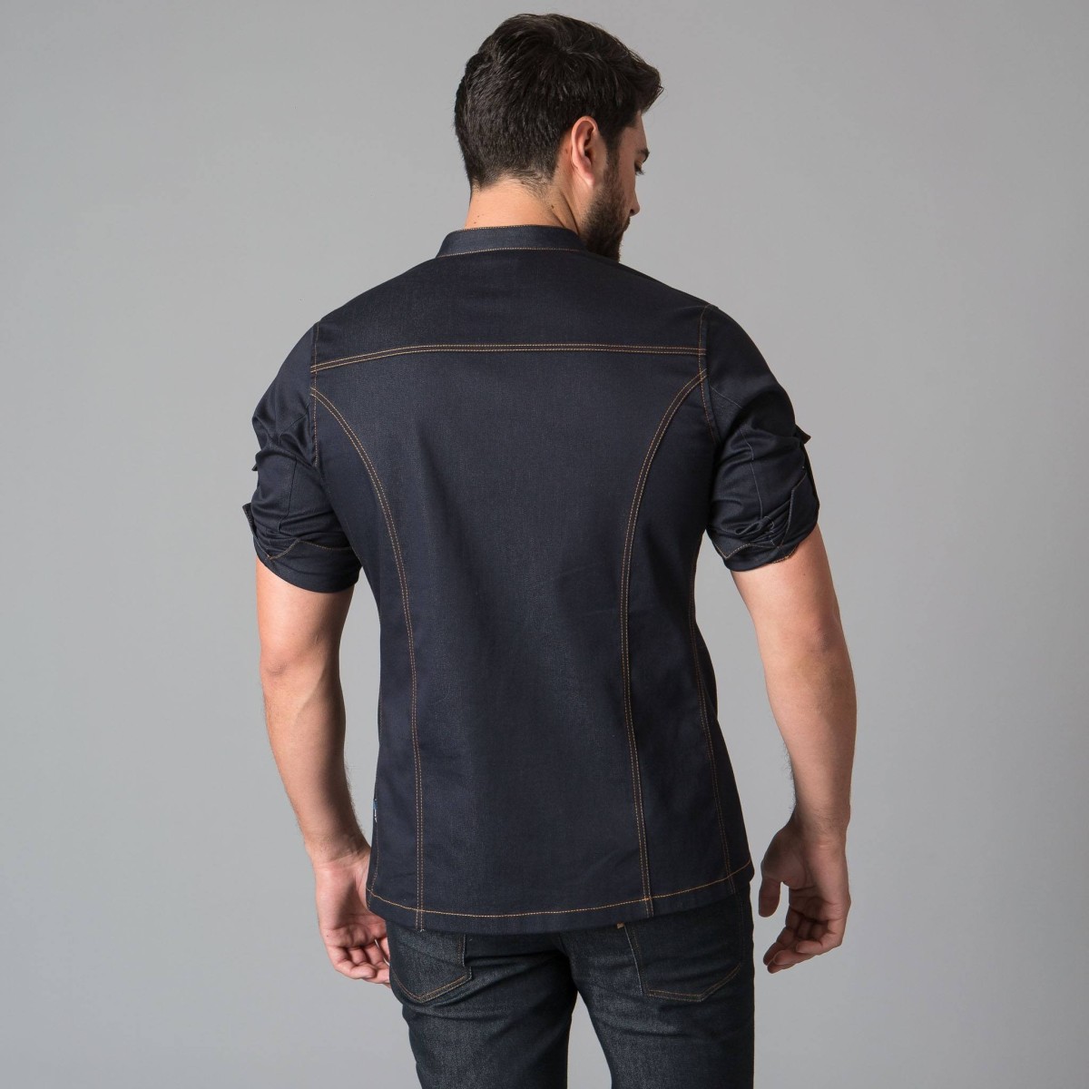 CHAQUETA COCINA TEJANO PESPUNTES