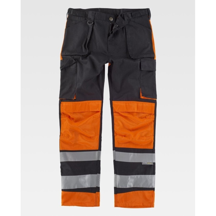 PANTALON DE TRABAJO ALTAVISIBILIDAD REFLECTANTES MARINO+NARANJA FRENTE
