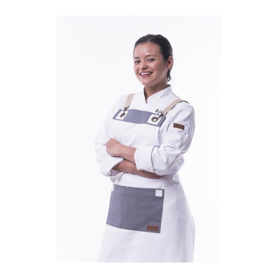 DELANTAL UNISEX CORREA blanco