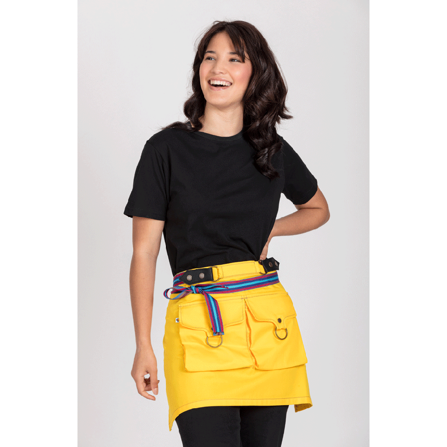 DELANTAL CORTO CON BOLSILLOS CARTERA amarillo