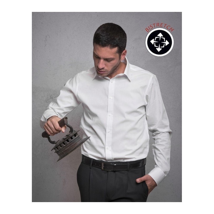 CAMISA ELASTICA PARA HOMBRES Blanca frente