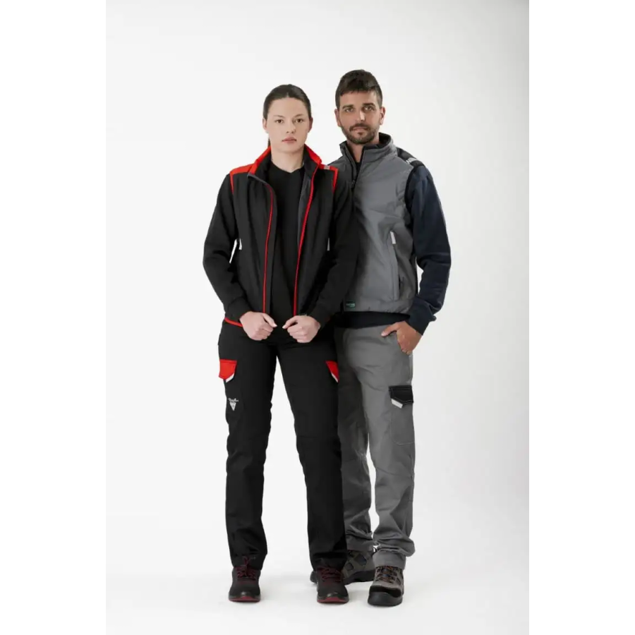 CHALECO SOFTSHELL COMBINADO GRIS / NEGRO