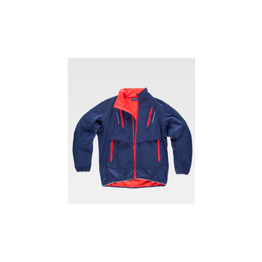 CHAQUETA WORKSHELL CON DETALLES REFLECTANTES roja frontal