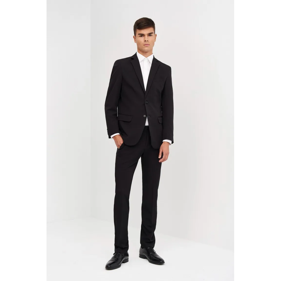 PANTALÓN DE VESTIR ÁJUSTADO ELÁSTICO NEGRO FRENTE