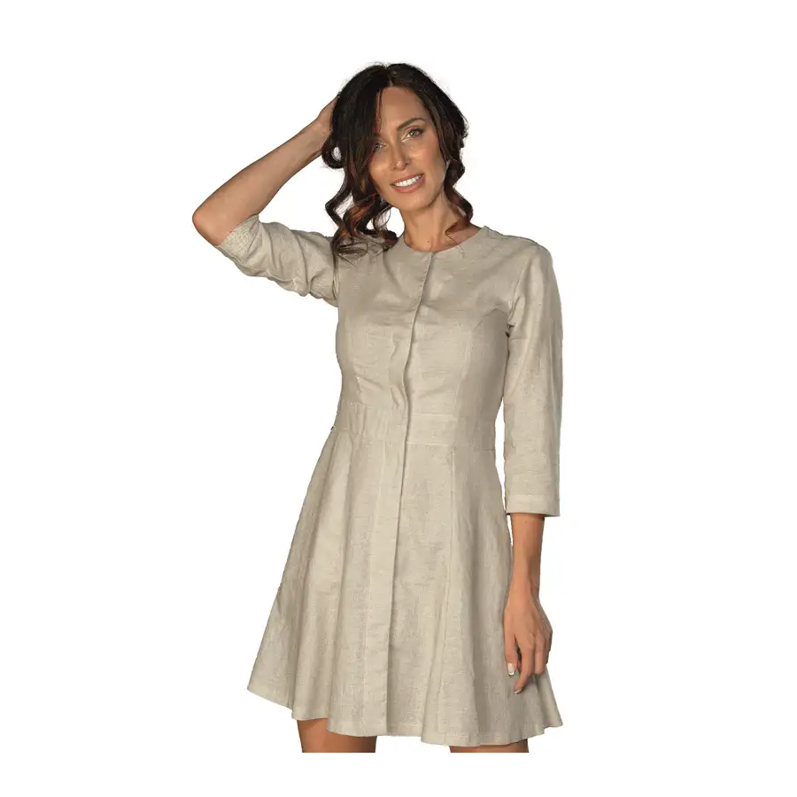 VESTIDO ALGODÓN LINO MANGA 3/4