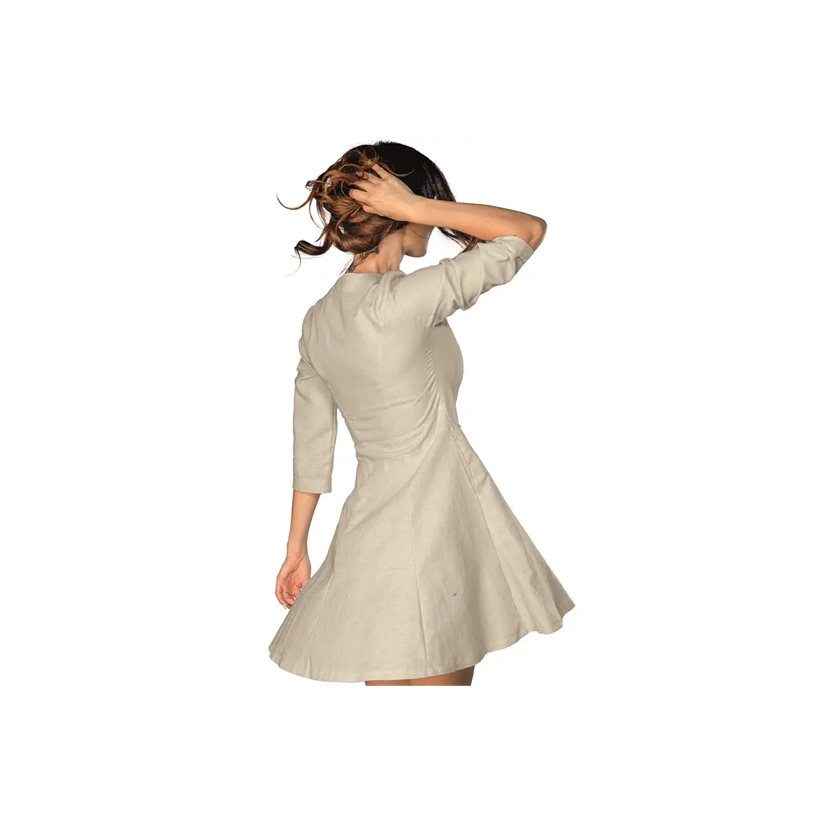 VESTIDO ALGODÓN LINO MANGA 3/4