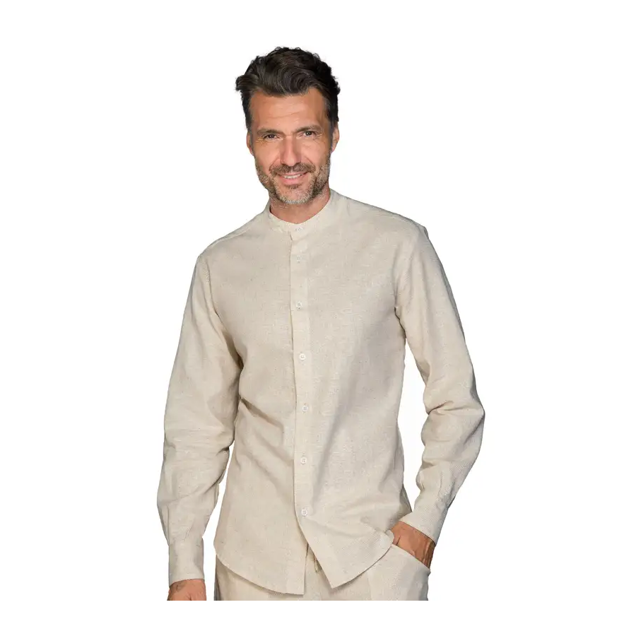 CAMISA M/L ALGODÓN LINO CUELLO MAO