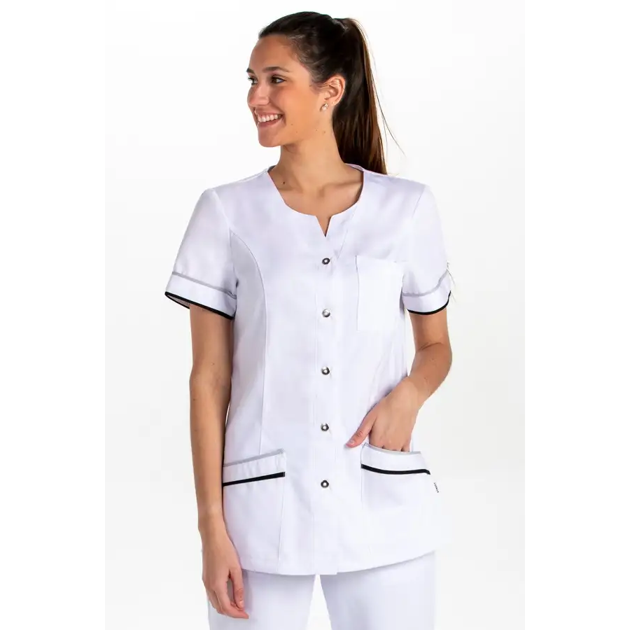 ⭐ CHAQUETA SANITARIA SIN CUELLO M/C y VIVOS | Azules de Vergara