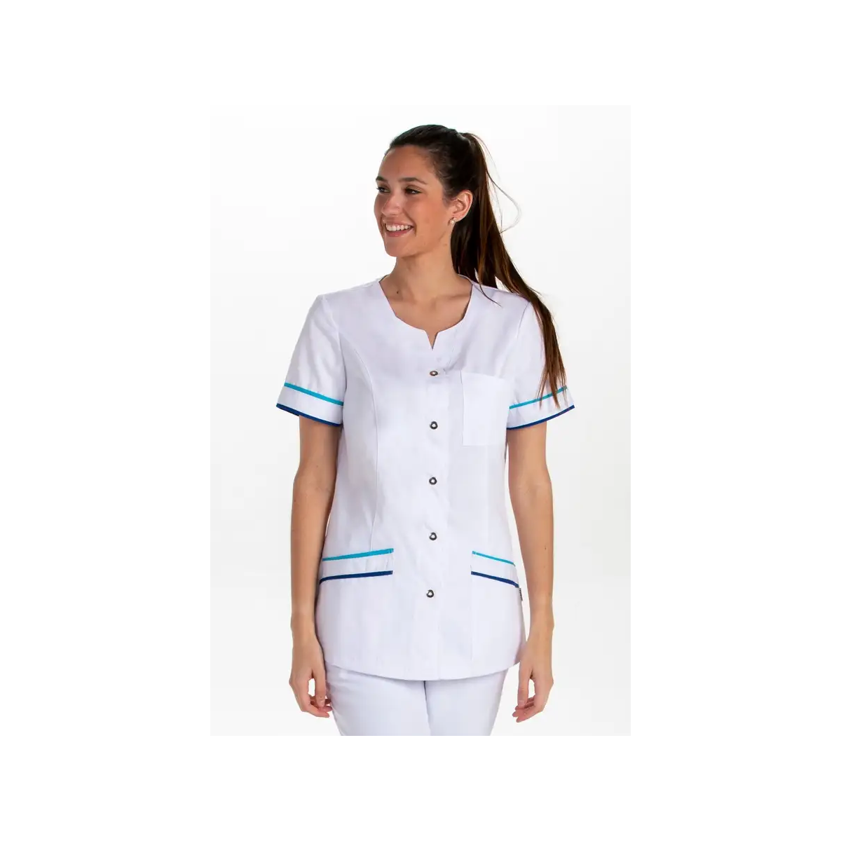 CHAQUETA SANITARIA SIN CUELLO M/C y VIVOS