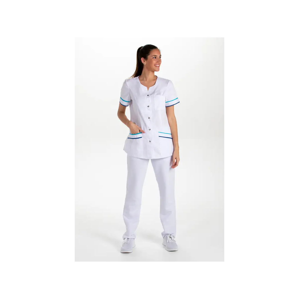 CHAQUETA SANITARIA SIN CUELLO M/C y VIVOS