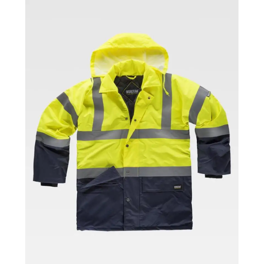 PARKA BICOLOR ALTA VISIBILIDAD IMPERMEABLE AMARILLO FRENTE