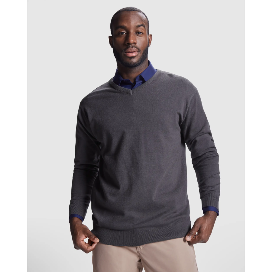 JERSEY DE HOMBRE CUELLO PICO gris oscuro