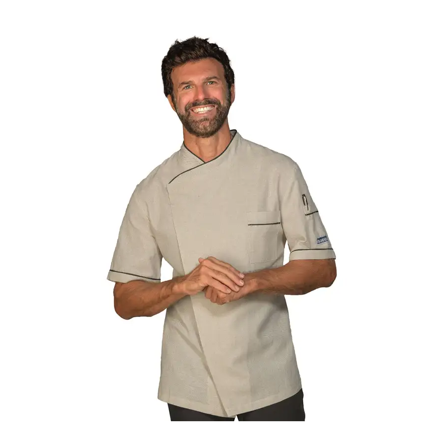 CHAQUETA COCINA MANGA CORTA ALGODÓN LINO