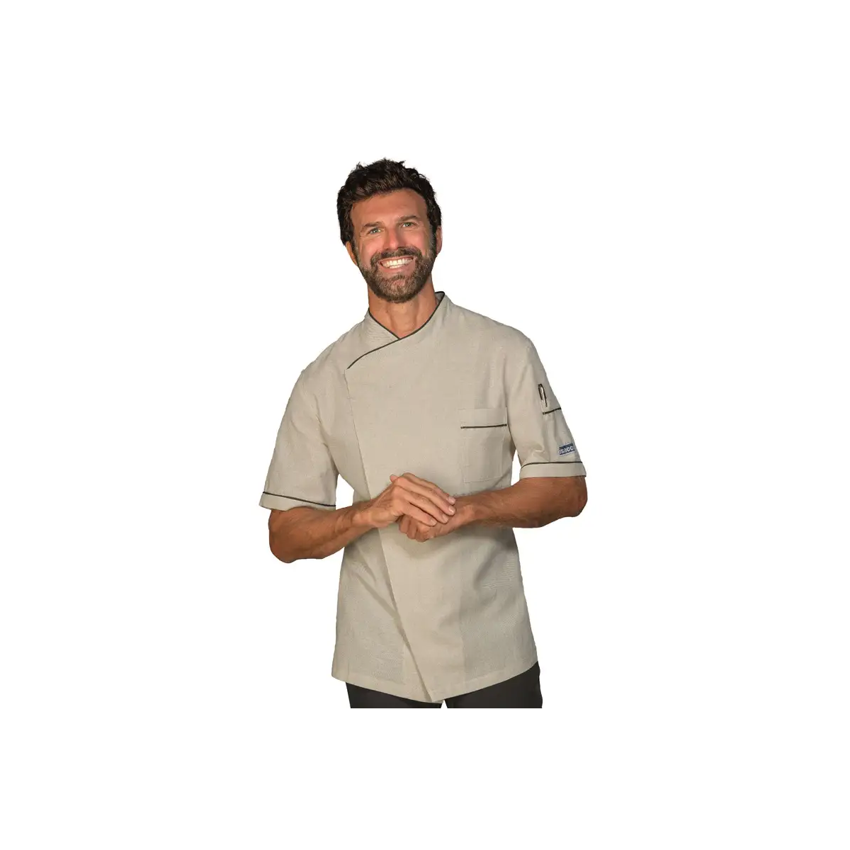 CHAQUETA COCINA MANGA CORTA ALGODÓN LINO