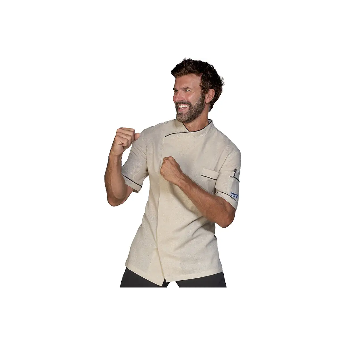 CHAQUETA COCINA MANGA CORTA ALGODÓN LINO