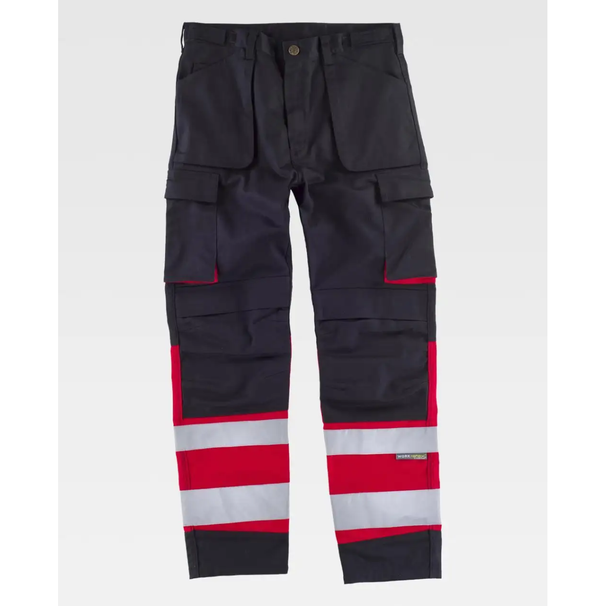 PANTALON REFORZADO REFLECTANTE NEGRO/ROJO
