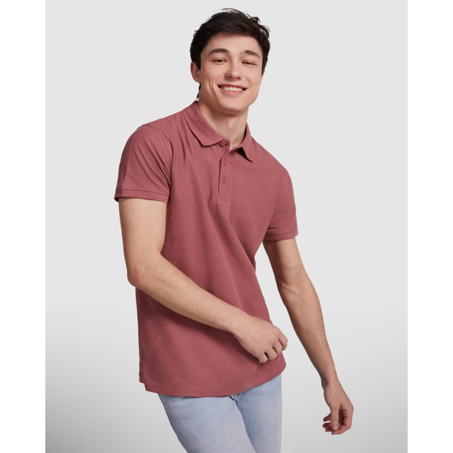 POLO UNISEX MANGA CORTA ALGODÓN COLORES ROJO BAYA MODELO