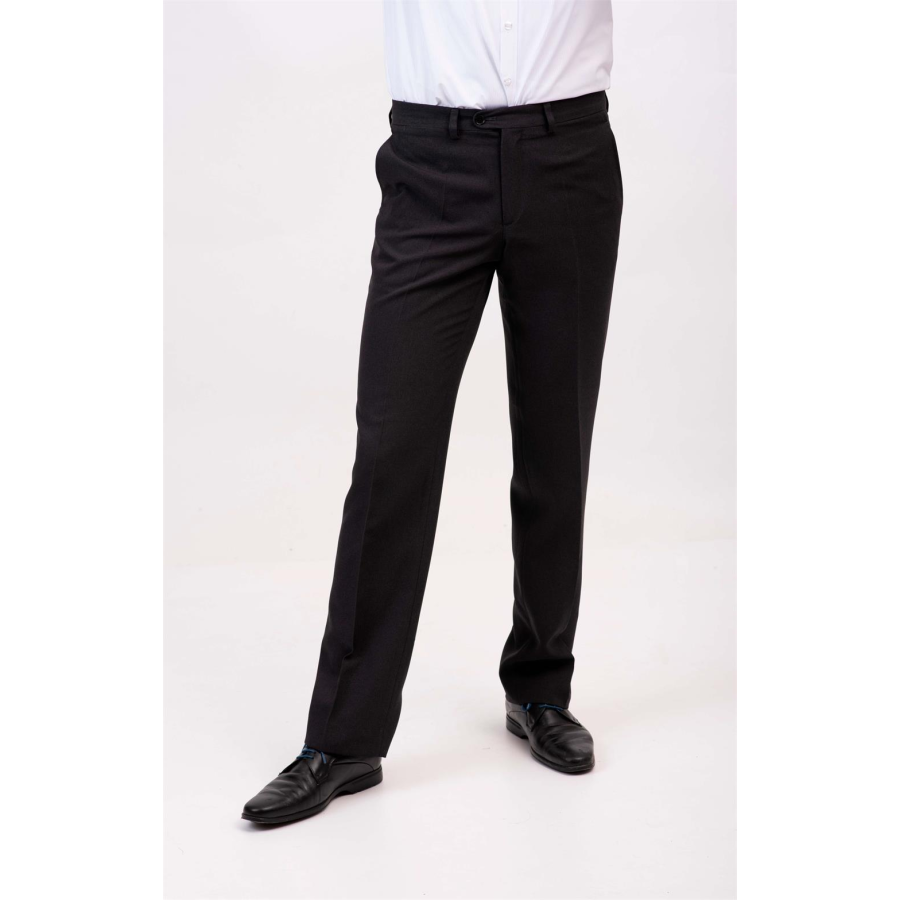 PANTALÓN VESTIR SIN PINZA HOMBRE POLIESTER NEGRO FRENTE