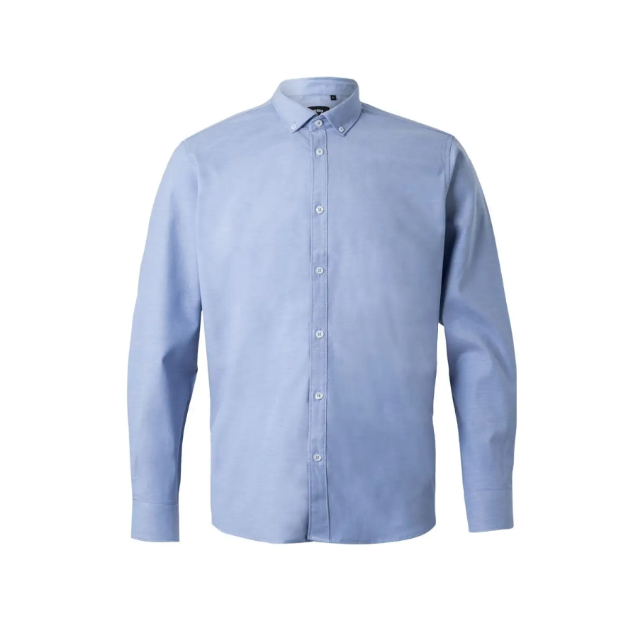 CAMISA OXFORD MANGA LARGA STRETCH CELESTE FRENTE