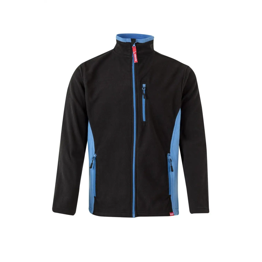 CHAQUETA POLAR BICOLOR INDUSTRIA NEGRO CELESTE FRENTE