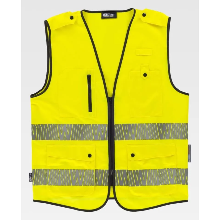 CHALECO ALTAVISIBILIDAD REFLECTANTE SEGMENTADO AMARILLO FRENTE