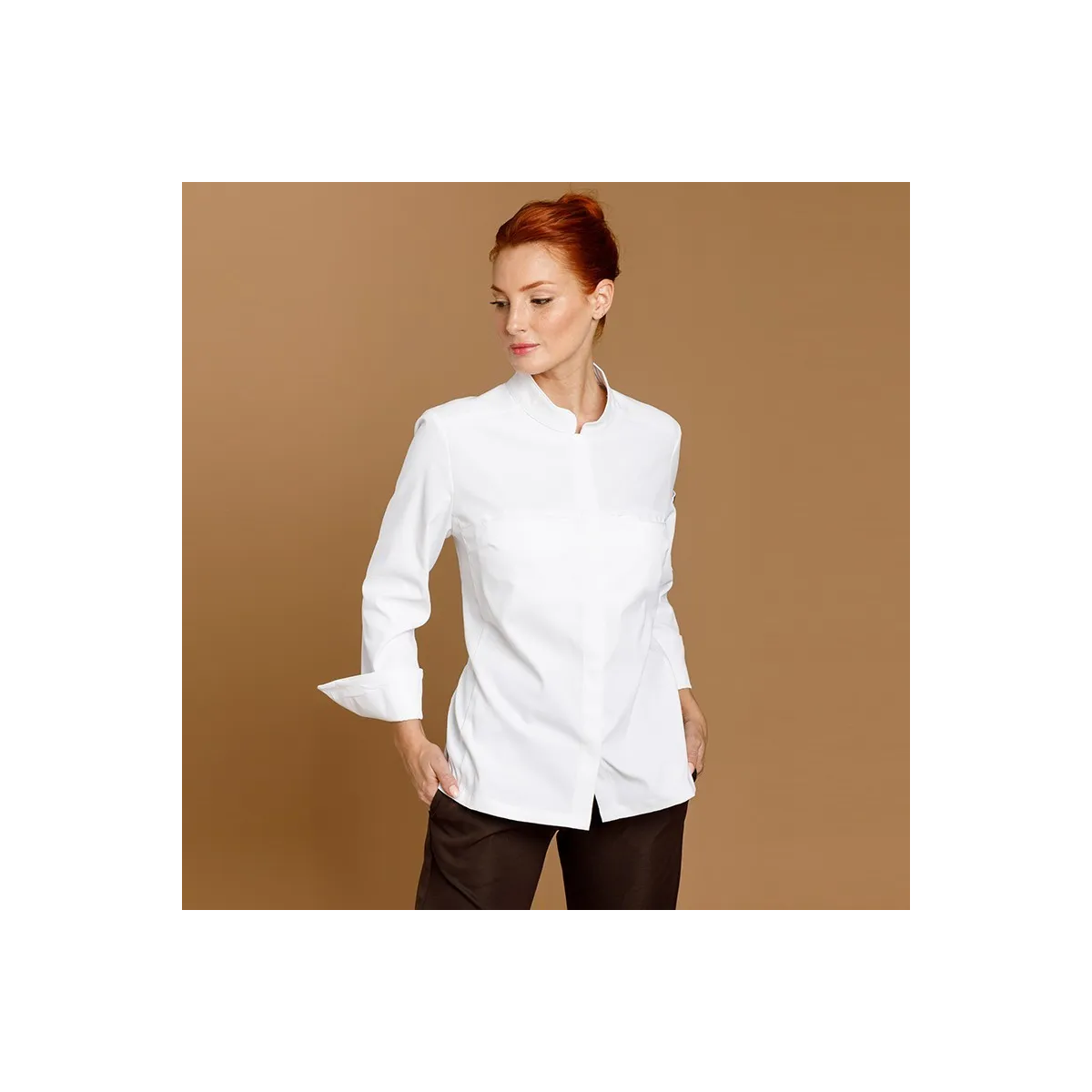 CHAQUETILLA COCINA MUJER MICROFIBRA CUELLO MAO