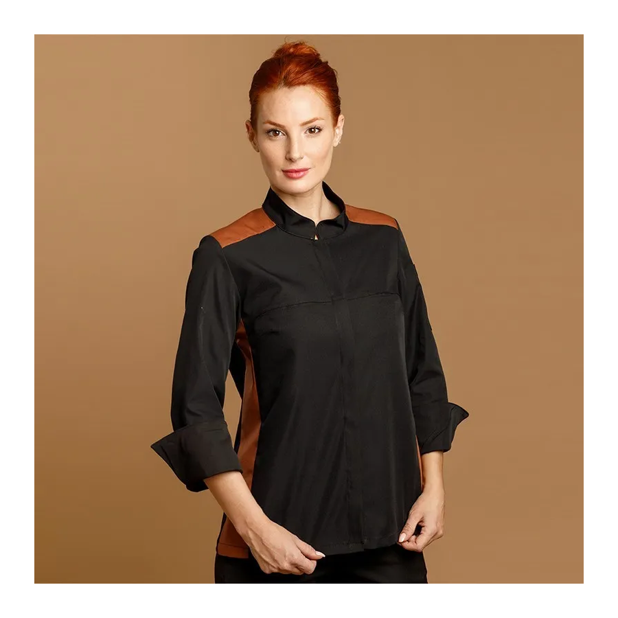 CHAQUETILLA MUJER MICROFIBRA BICOLOR NEGRO - TEJA FRENTE