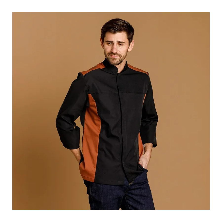 CHAQUETILLA HOMBRE MICROFIBRA BICOLOR NEGRO - TEJA FRENTE