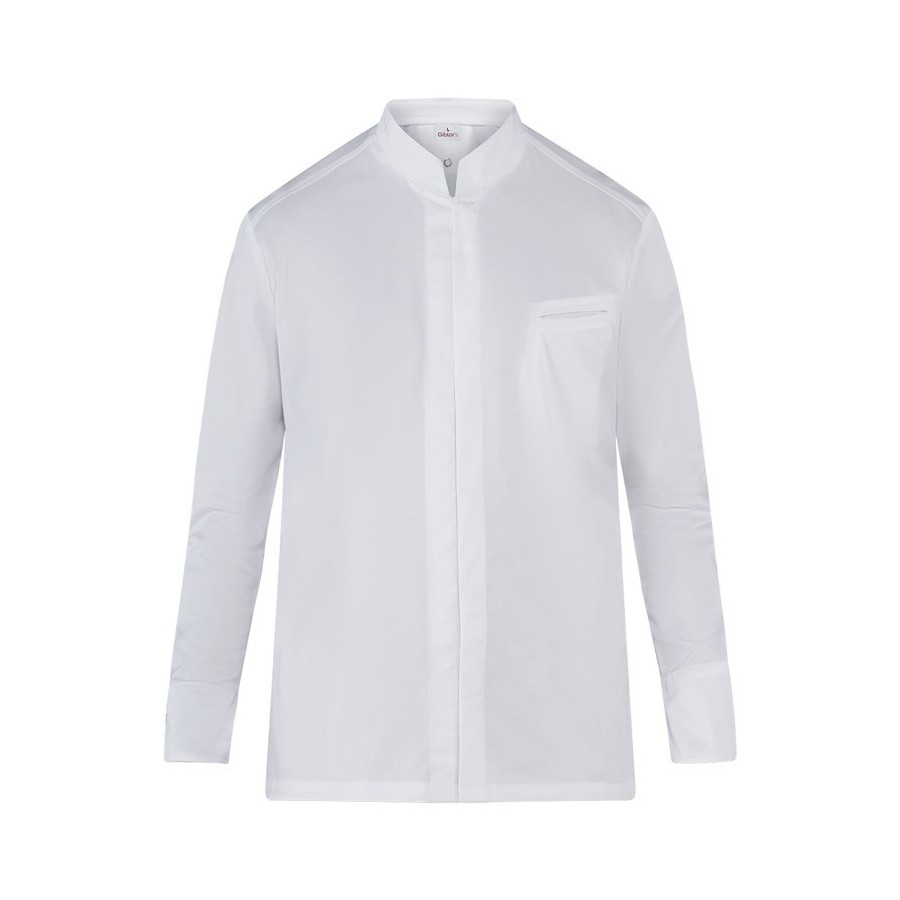 CHAQUETA COCINA CUELLO MAO SLIM FIT FRENTE BLANCO