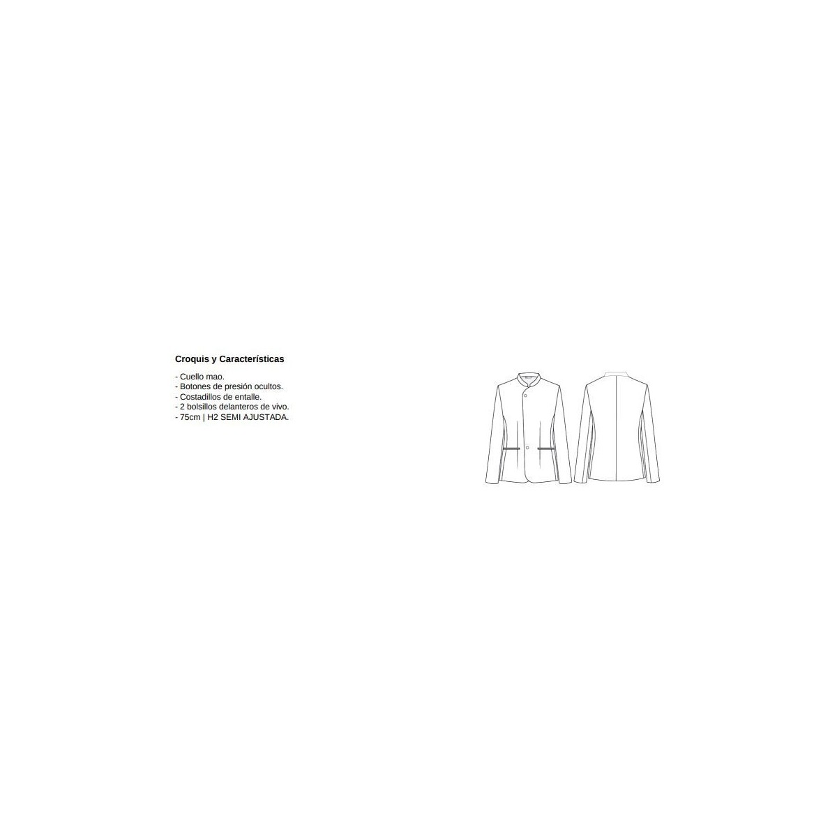 CHAQUETA COCINA CUELLO MAO SARGA