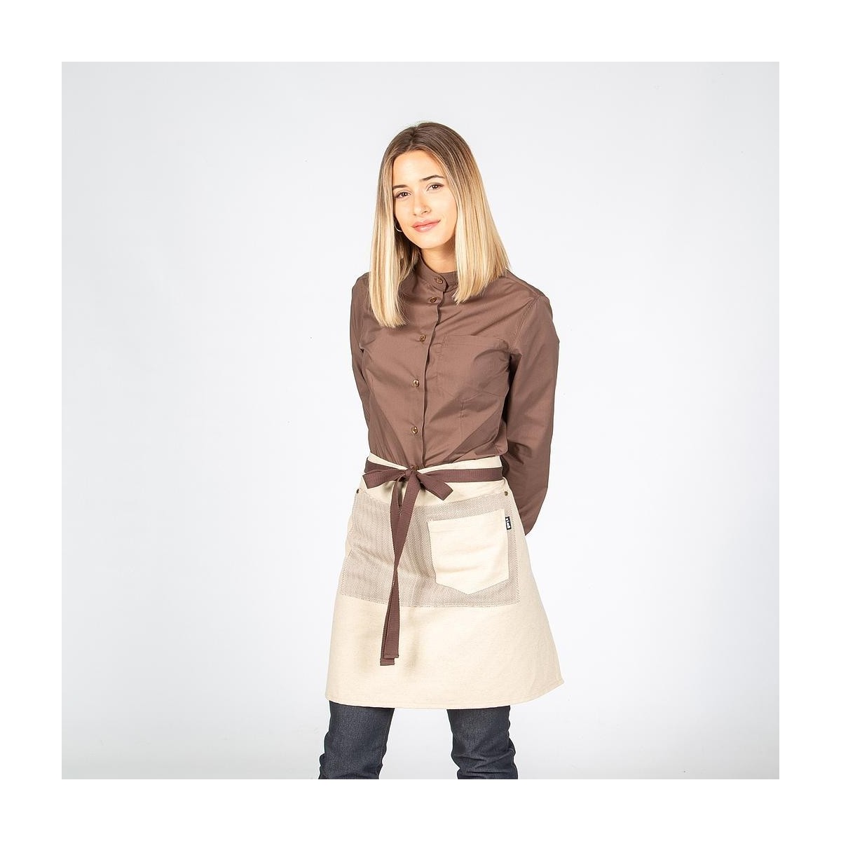 DELANTAL CORTO CHENILLA BEIGE