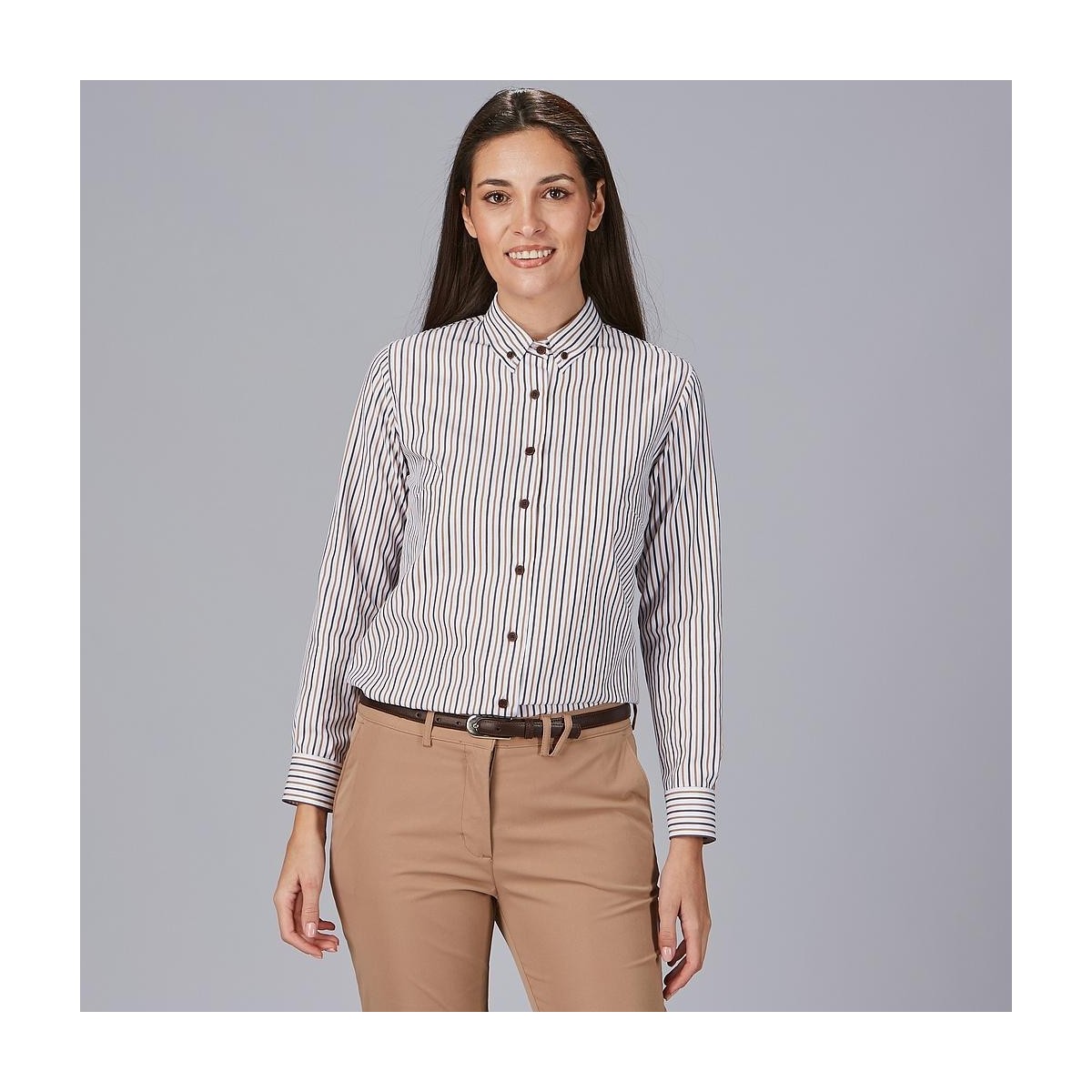 CAMISA MUJER RAYAS POPELIN